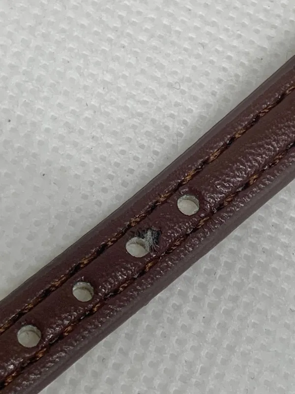 FMD Women’s watch gold tone 25mm quartz analog brown leather band running - Image 4