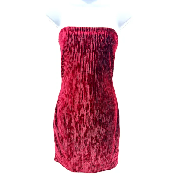 Naked Wardrobe Red Textured Strapless Bodycon Tube Mini Dress Small Going Out‎ - Image 3