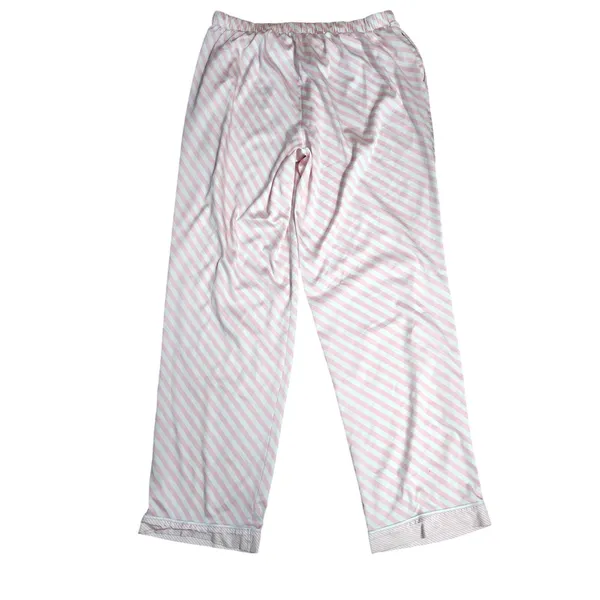 Victoria's Secret Silky Satin Lounge Pink White Stripe Pajama Pant Large - Image 4