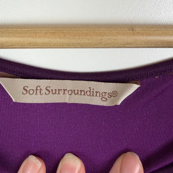 Soft Surroundings Velvet Tunic Top Sz‎ L/XL Purple Soft Comfy Royal Holiday Boho - Image 8