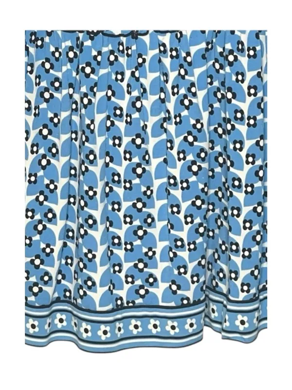 Max Studio ✿ Daisy Print Smocked Ruffled Babydoll Peasant Top ✿ Baby Blue ✿ M - Image 9