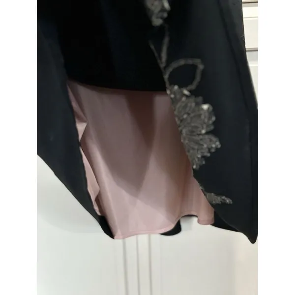 Express Black Embroidered Strapless Dress Size Medium Flare Zip Boning‎ - Image 4
