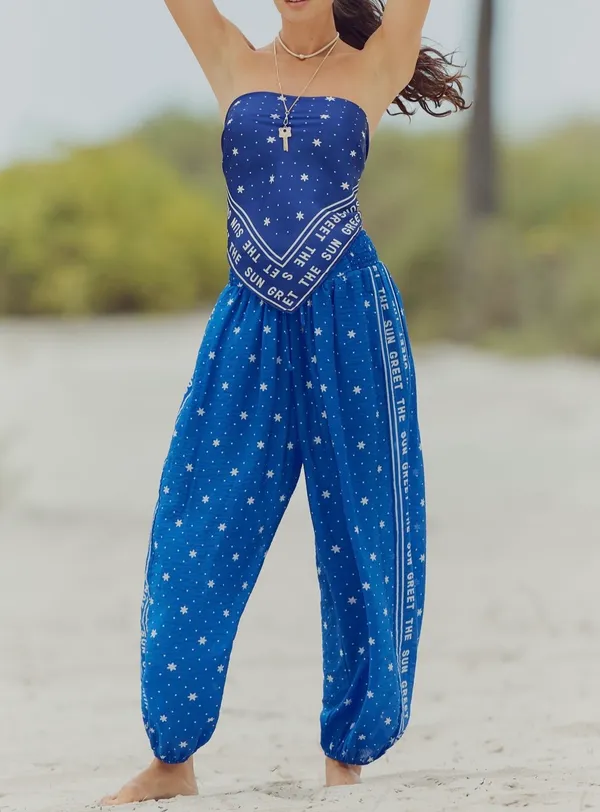 Anthropologie Celandine Sheer Smocked Star-Print Balloon Pants, Size S - Image 3