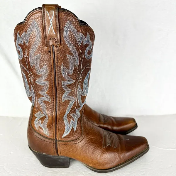 Twisted X Women's Cowboy Boots Size 8.5 Western Rodeo Brown Blue Embroidered - Image 2