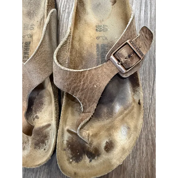 Birkenstock Gizeh Tobacco Brown Oiled Leather Thong Sandals Womens 40 L9 Regular - Image 2