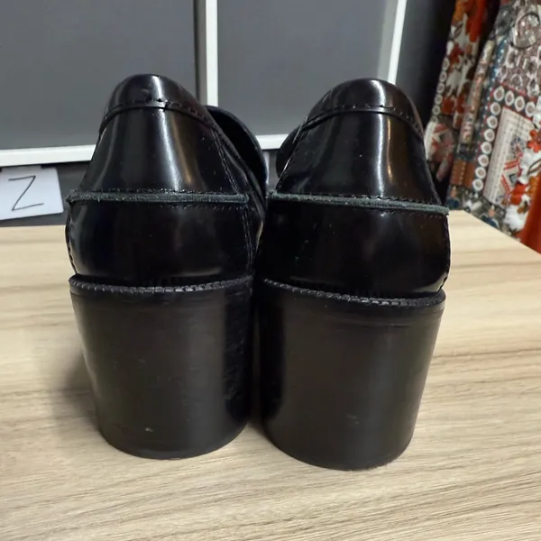 Jeffrey Campbell Lug Sole Woven Toe Heeled Black Loafers - Image 5