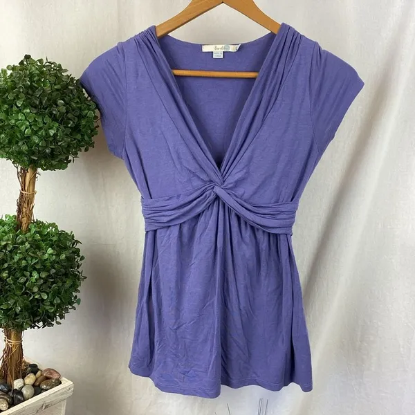 Boden Purple Short Sleeve Twist Bodice Top 2 - Image 2