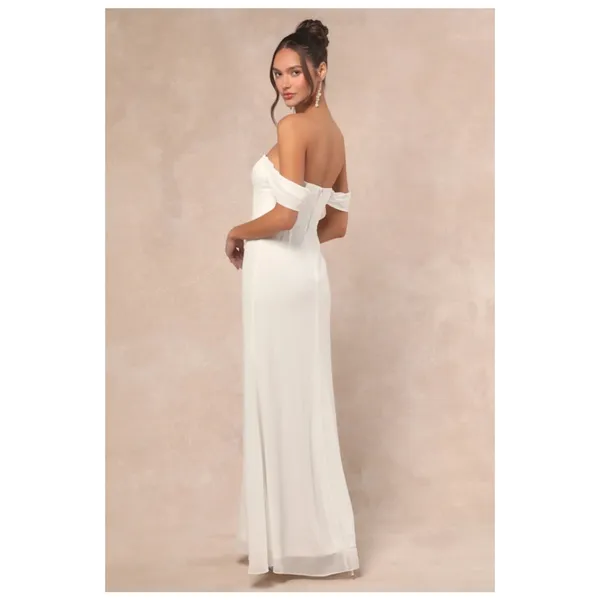 NWT Lulus Magical Magnetism White Off-the-Shoulder Maxi Dress Bridal Wedding M - Image 4