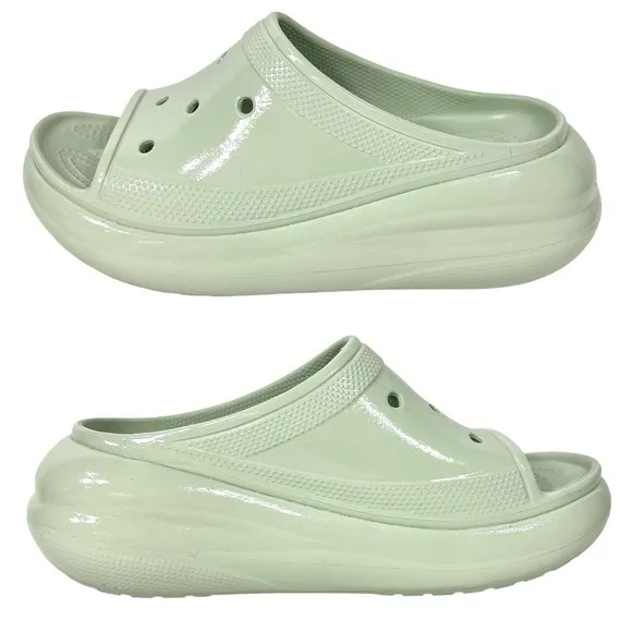 Crocs Crush Platform Slides Sandals High Shine Light Green W11/M9 Chunky Shoes - Image 3