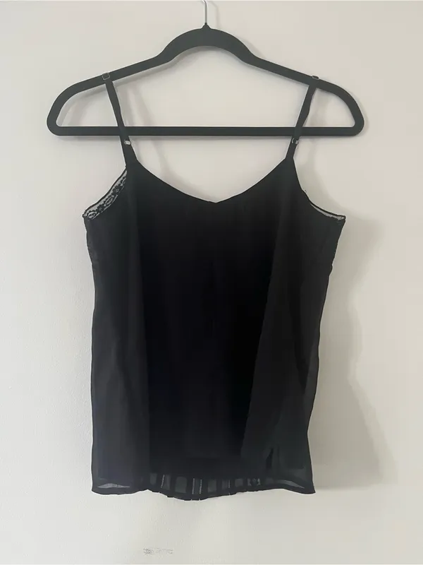 Abercrombie & Fitch Black Lace Pleated Cami Top XS Going Out Romantic Minimalist - Image 6