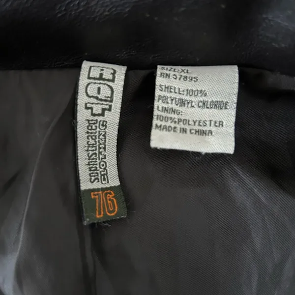 Leather Look Distressed Vintage Brown Jacket Size XL - Image 6