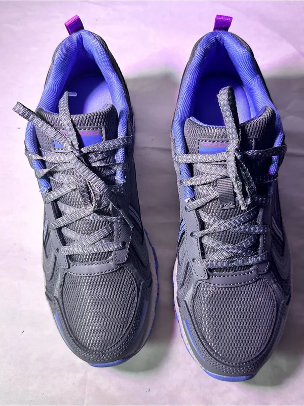 Skechers Gray Athletic Walking Shoe with Purple & Light Blue Accents - Image 4