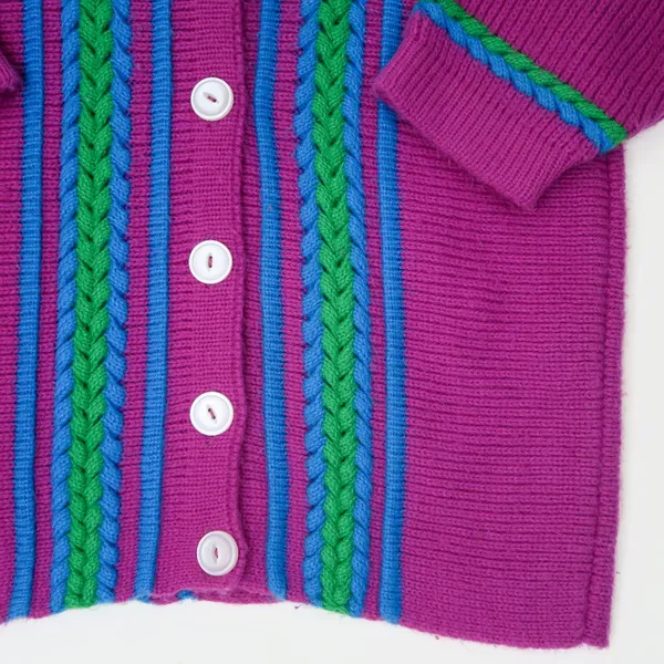 Vintage 70s Purple Collared Cardigan Sweater - Image 8