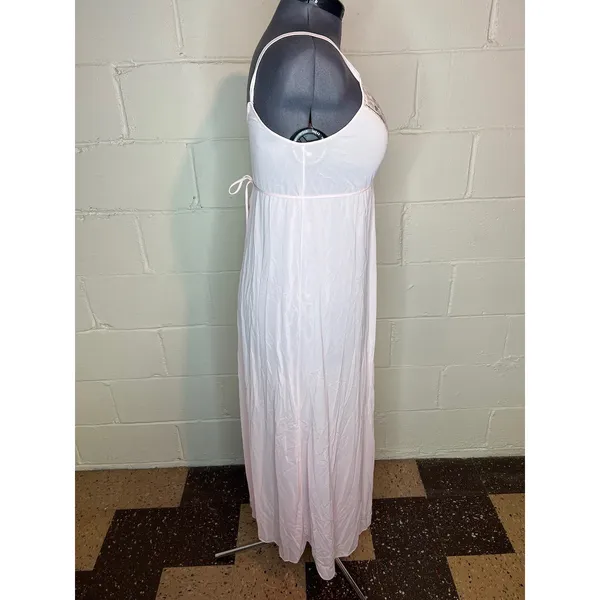 nightgown negligee deep V satin pink vintage - Image 7
