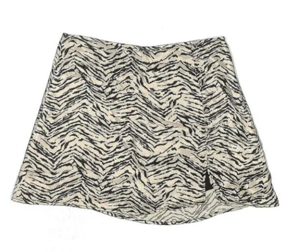 ZARA Womens Zebra Print Satin Mid-Rise Mini Skort Size M Black and White - Image 2
