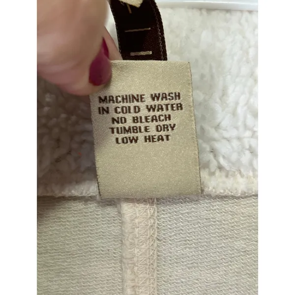 XCVI Ivory Draped Sherpa Collar Open Front Long Vest Cotton Blend Size Large - Image 7