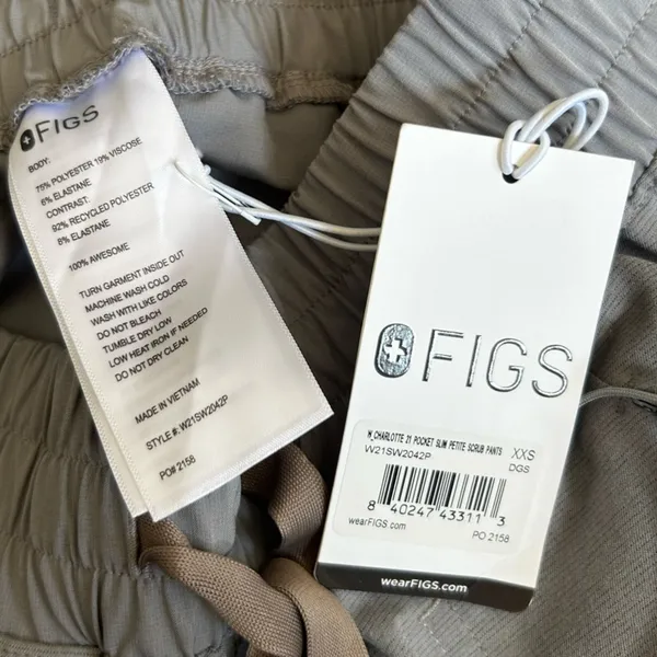 NWT Figs Gray Charlotte 21 Pocket Slim Petite Scrub‎ Pants Size XXS - Image 6