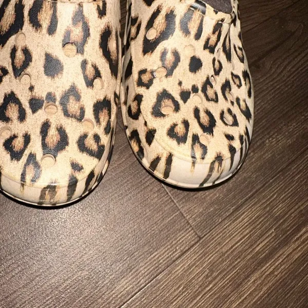 Crocs leopard spot rubber washable slip in W7 ortho clogs - Image 2