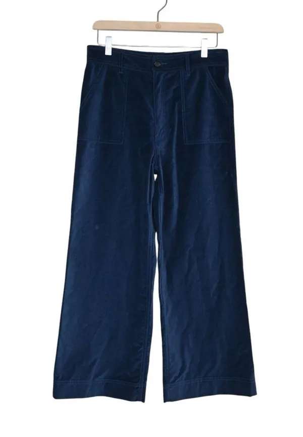 FRYE Womens 27 Camber Wide Leg Crop Velvet Pant in Midnight Blue - Image 2