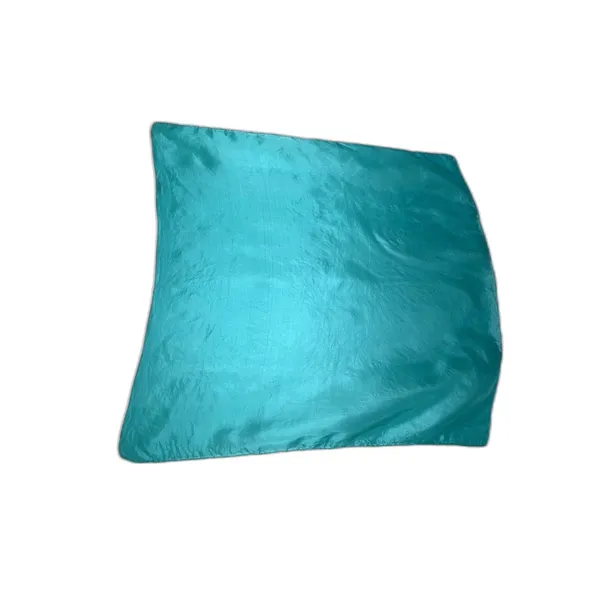 Pure Silk Scarf Turquoise Teal 21x22 Hand Rolled Square Bandana Neck Hair Wrap - Image 2