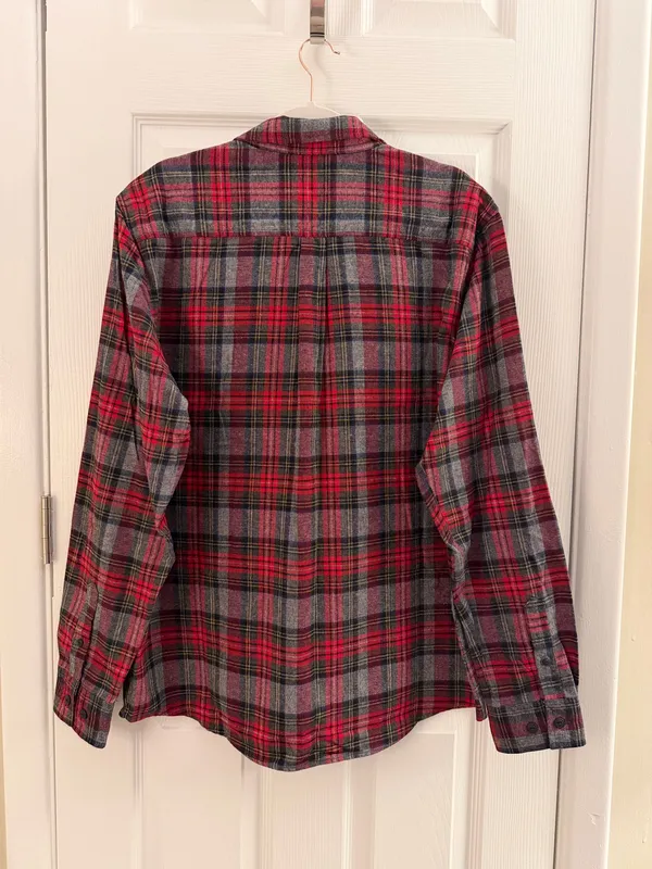 Weatherproof Vintage Poinsettia Holiday Tartan Flannel Shirt Large - Image 3