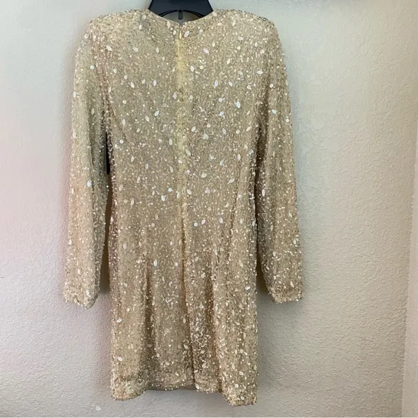 RETROFÊTE Nikki Sequin Long Sleeve Minidress in Sea Shell Size Small NWT‎ - Image 11