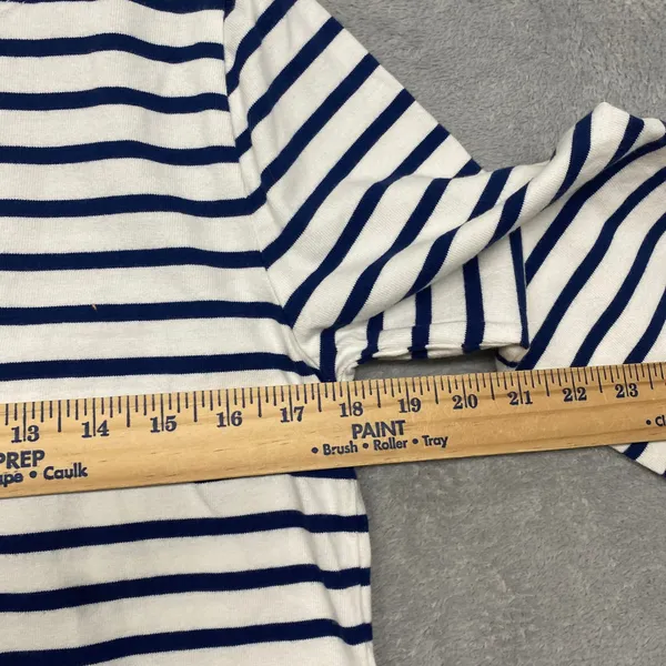 J Crew Top Womens Small‎ Blue Striped Boatneck Top Heart Elbow Patches Nautical - Image 6