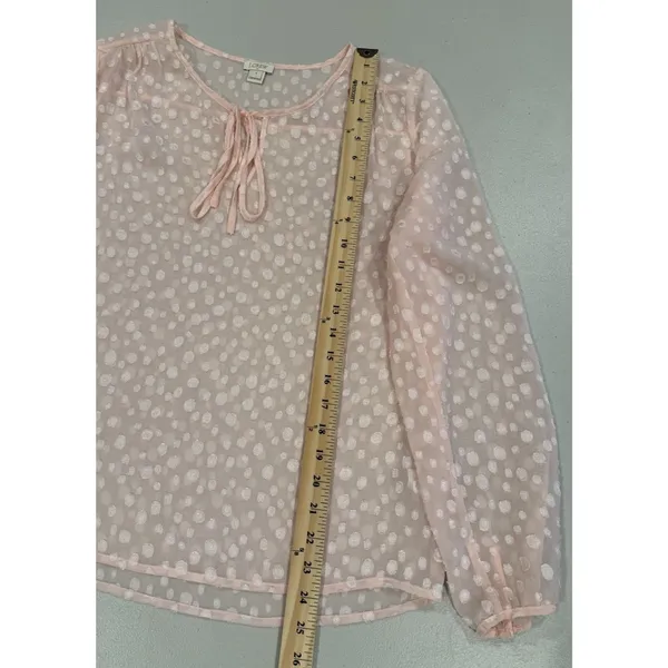 J Crew Top Women Small Swiss Dot Polka Dot Sheer Career Travel Twee Coquette - Image 5