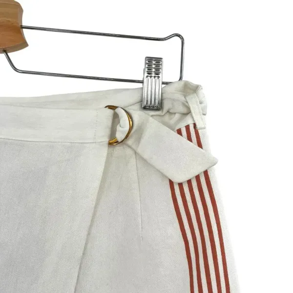 Anthropologie Hutch Rori Skirt Wrap Buckle‎ Striped Asymmetric White Rust Size 4 - Image 5