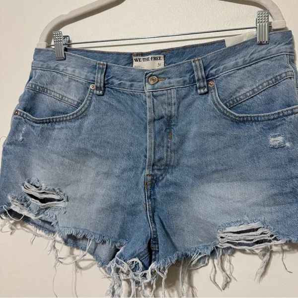 NEW We The Free Now Or Never Denim Shorts Moon Child Light Blue NWT - Image 4