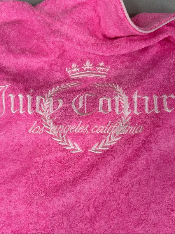 Juicy Couture Terry Cloth Pajama Set Womens L Hot Pink Y2K Logo Shorts - Image 5
