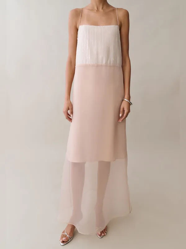 NWT Few Moda Lumen Dress size Small S champagne sequin maxi - Image 4