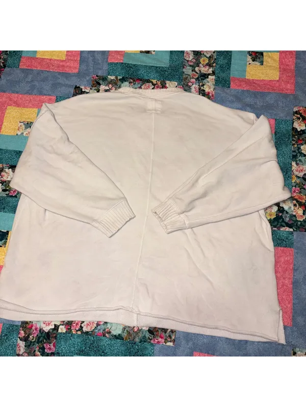 Aerie Womans Medium White Crewneck Long Sleeve Sweatshirt Cotton Polyester Blend - Image 2