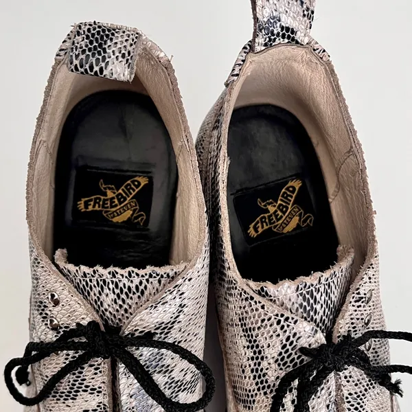 Freebird ‘Sadie’ Beige Snakeskin Embossed Leather Heeled Oxfords, Size 8 - Image 8