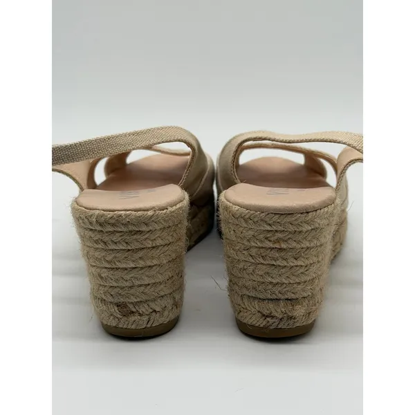 Viscata Espadrille Wedge Sandals Womens 40 US 8.5-9 Beige Canvas Slingback Spain - Image 6