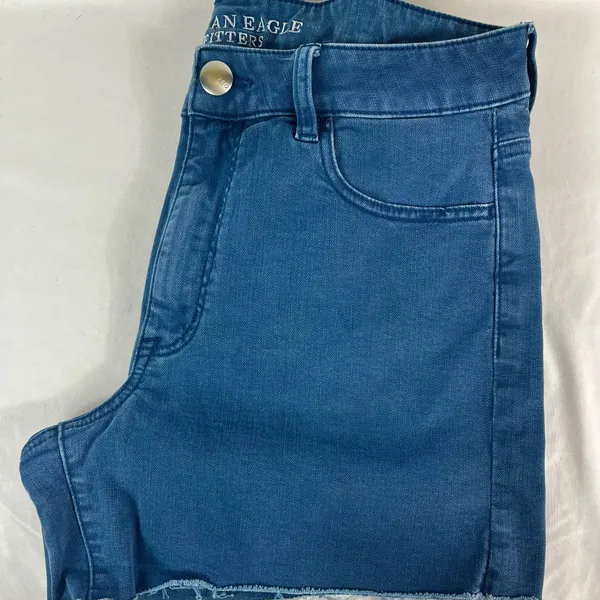 American Eagle Outfitters Blue Stretch Hi-Rise Shortie Shorts Womens Size 12 - Image 5