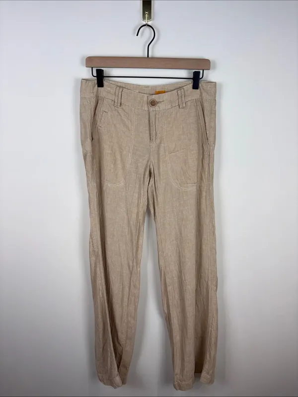 Pilcro And The Letterpress Linen Wide Leg Pants Women’s Size 4 Tan Low Rise - Image 3