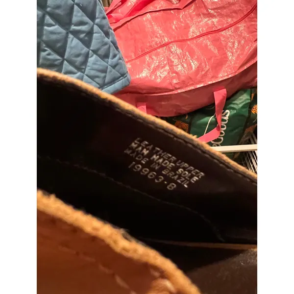 Y2K Vintage Tan Genuine Leather Western Heeled Clog Mule Size 8 Made in Brazil - Image 7