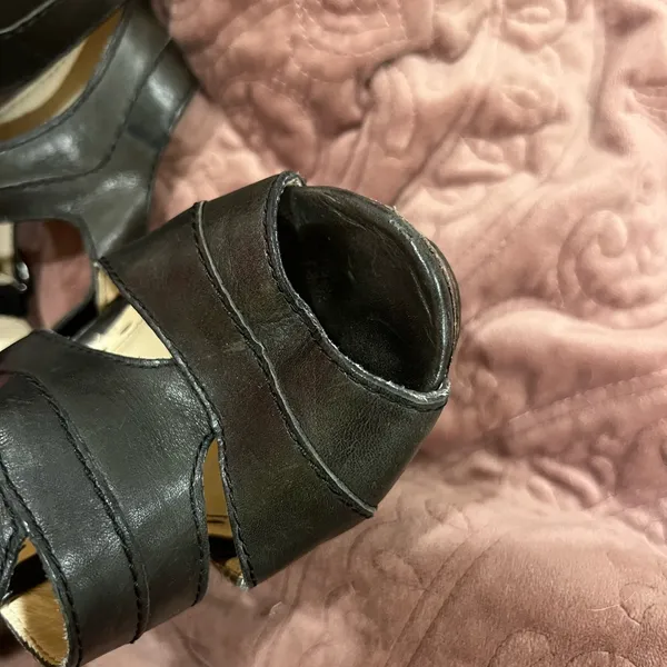 Coach Dark Brown Leather Wedge Sandals - Image 5