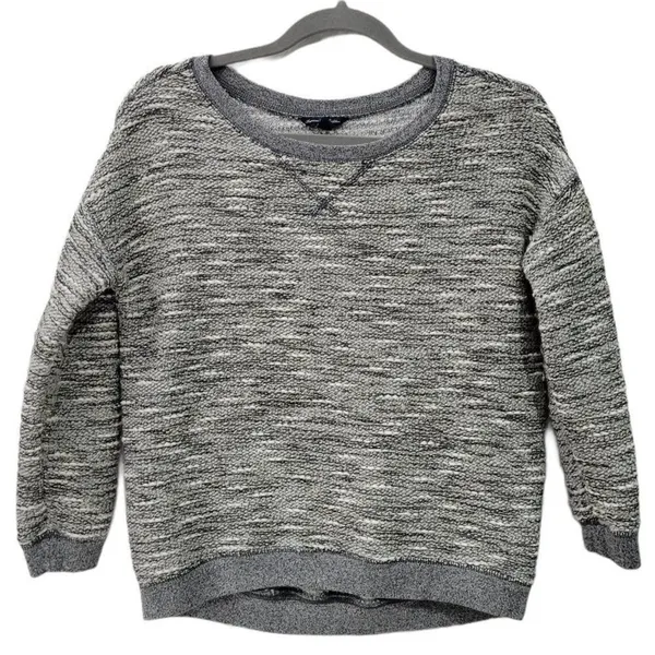 American Eagle Outfitters‎ Gray Speckled Knit Metallic Crewneck Sweater Size SP - Image 2