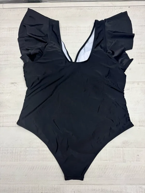 Plus Size Tummy Control Swimsuit Full Coverage Retro Ruffle Swimwear - Image 2