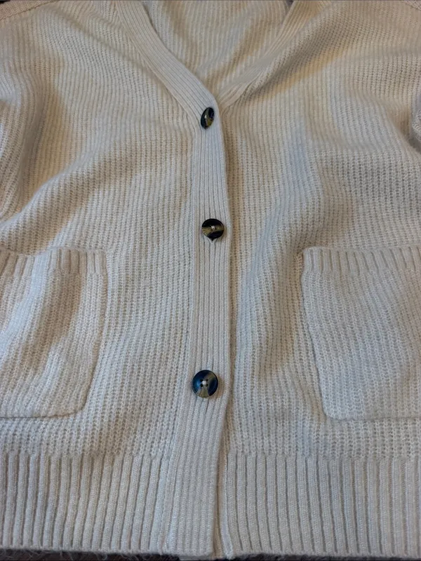 Motherhood Maternity Cream Button-Front Knit Cardigan Sweater - Large - C73-028 - Image 3