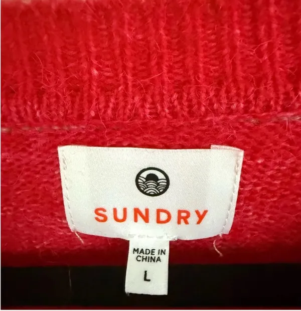 Sundry Merci Red Cozy Knit Sweater Large Super Soft Parisian Chic Anthropologie - Image 4