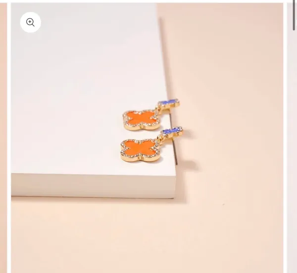 Game Day Enamel Clover Dangling | Earrings-Blue & Orange - Image 2
