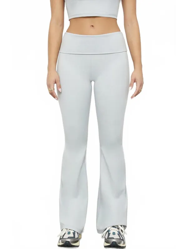 PacSun 1980 PAC WHISPER Active Gray Fold-Over Waistband Flare Yoga Pants NWT XL - Image 2