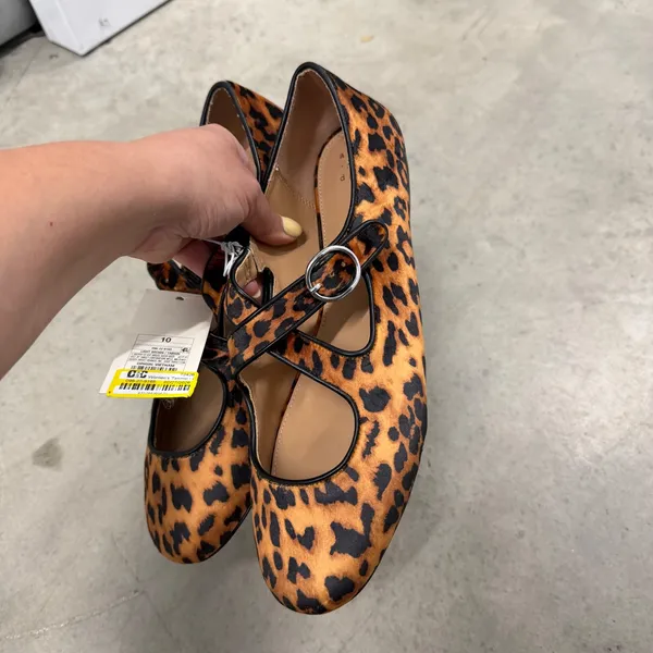 A New‎ Day Tamsin Leopard Print Mary Jane Flats Brown Black Size 10 NEW - Image 7