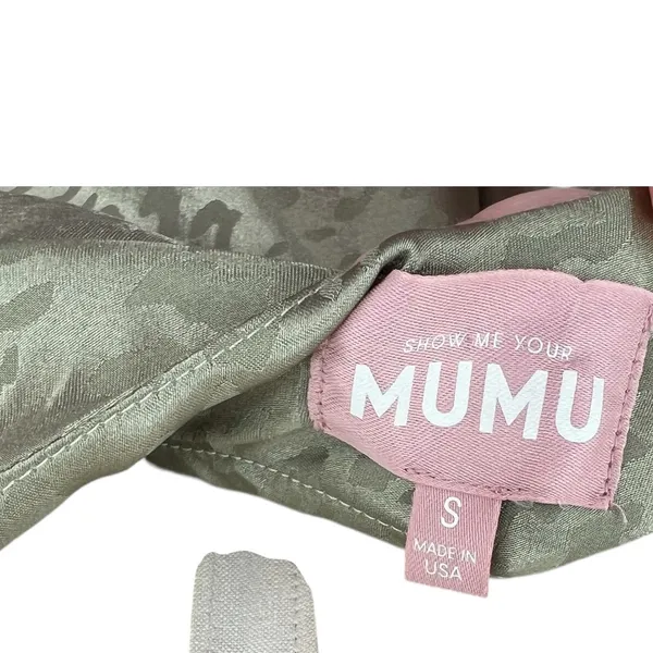 Show Me Your Mumu Zio‎ Dress Slip Satin Cheetah Print Sage Green Size Small - Image 12