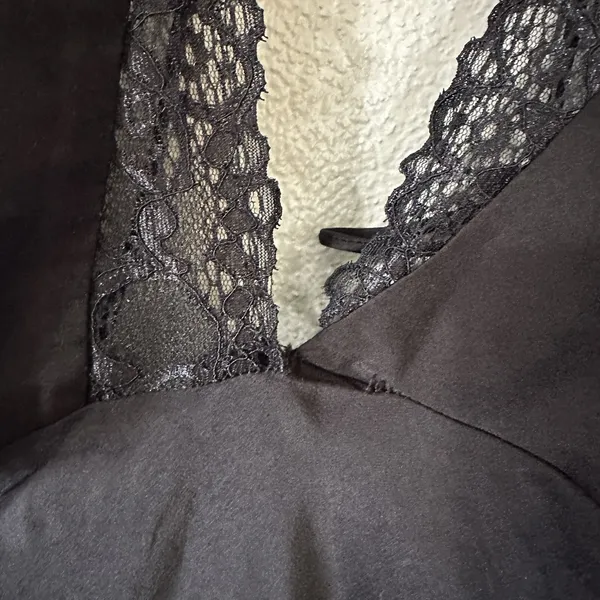 NEW Bardot Lamont Black Satin Slip Dress Size XXL/US 12 Midi‎ Lace - Image 5
