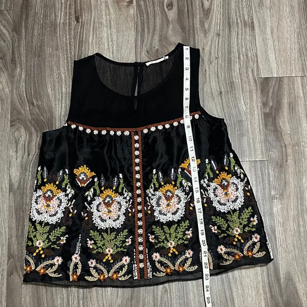 Floreat Black Sheer Floral Blouse Size 4 - Image 11
