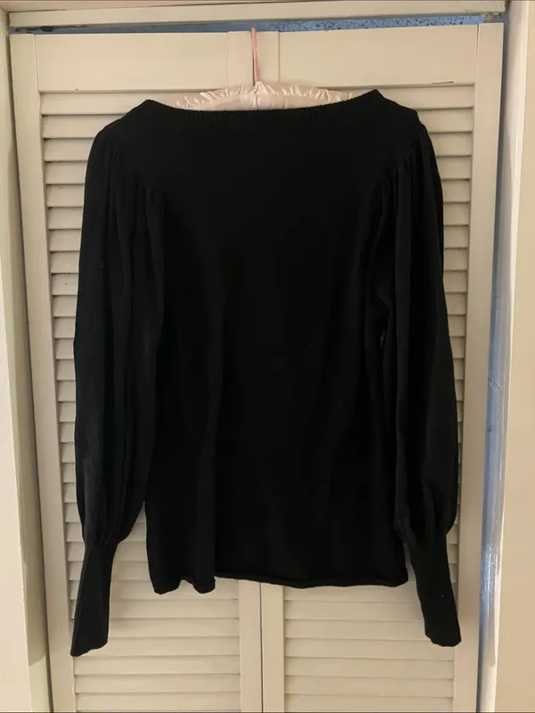 Apiece Apart Dewi Cotton Cashmere Blend Black Puff Sleeve Sweater Size Large - Image 6